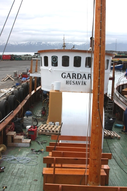 Looking along the deck on Garðar